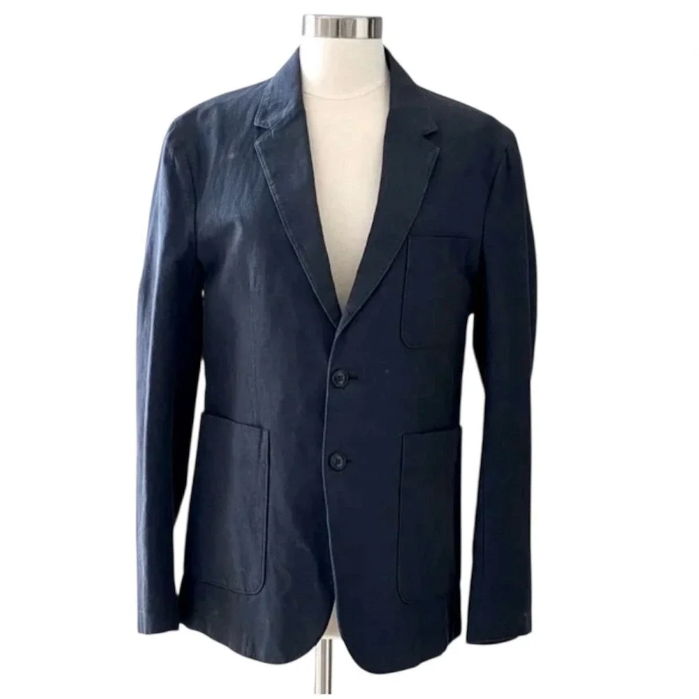 NEW Burberry Brit Linen Blend Casual Blazer Size 46 Navy 2 Button Closure $895